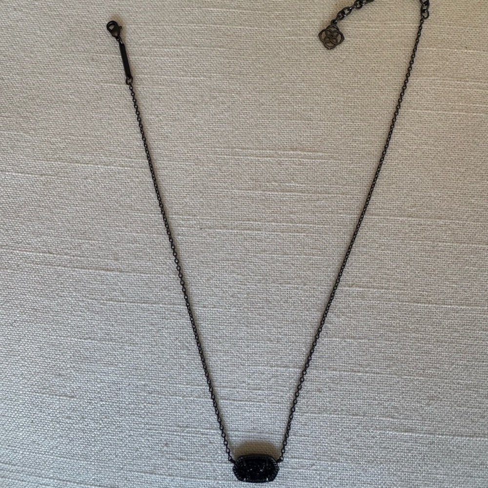 Kendra Scott Elisa Pendant Necklace in Black Drusy
